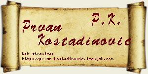 Prvan Kostadinović vizit kartica